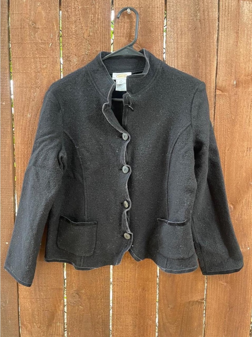 Vintage Talbots Black Classic Business Preppy Button Up Wool Jacket Sz Large